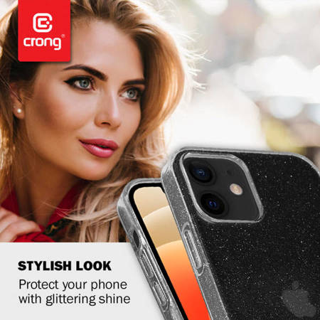 Crong Glitter Case - Etui iPhone 12 / iPhone 12 Pro (Przezroczysty/Srebrny)