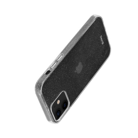 Crong Glitter Case - Etui iPhone 12 / iPhone 12 Pro (Przezroczysty/Srebrny)
