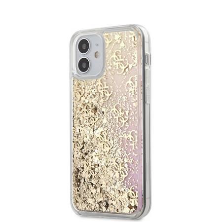Etui Guess 4G Liquid Glitter Do iPhone 12 Mini (Złoty)