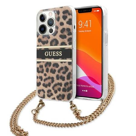 Guess GUHCP13XKBCLE iPhone 13 Pro Max 6,7" Leopard hardcase Gold Strap
