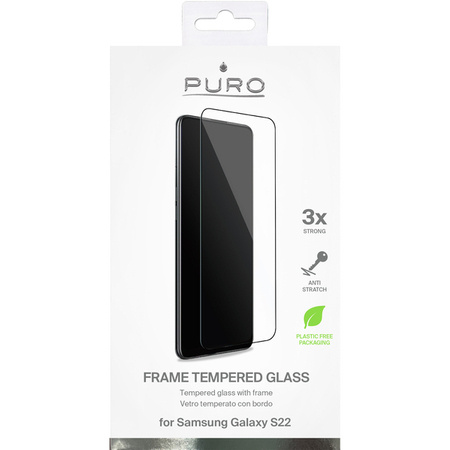 Puro Frame Tempered Glass - Szkło Ochronne Hartowane Na Ekran Samsung Galaxy S22 (Czarna Ramka)