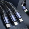 USAMSkabel Pleciony 3W1 1.2M 6A Fast Charge (USB/USB-C Na Lightning/Micro-USB/USB-C)